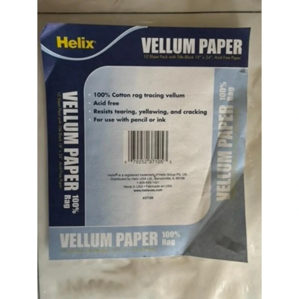 Helix 100% Cotton Rag Acid-free Vellum Paper Pad‎ 10 Sheet Pack 18